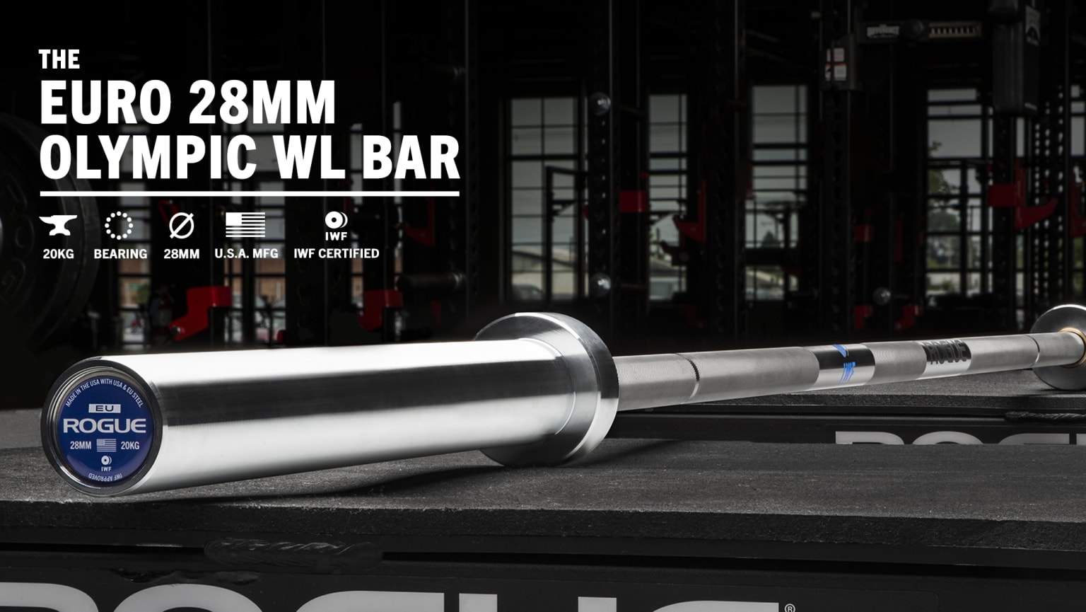 Rogue Euro 28MM Olympic WL Bar IWF Certified Rogue Fitness Canada